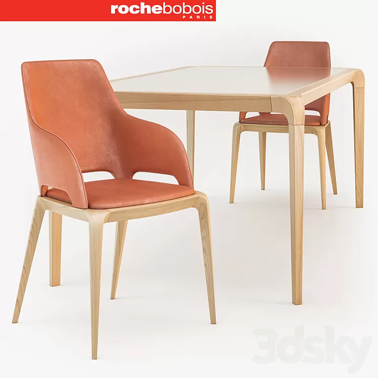 Roche Bobois BRIO dining table_BRIO Bridge chair 3D Model Roche Bobois BRIO dining table_BRIO Bridge chair 3D Model