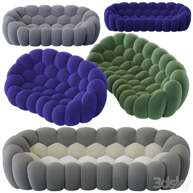 Roche Bobois Bubble Curved 25-seat & 4-seat Sofa 3D Model