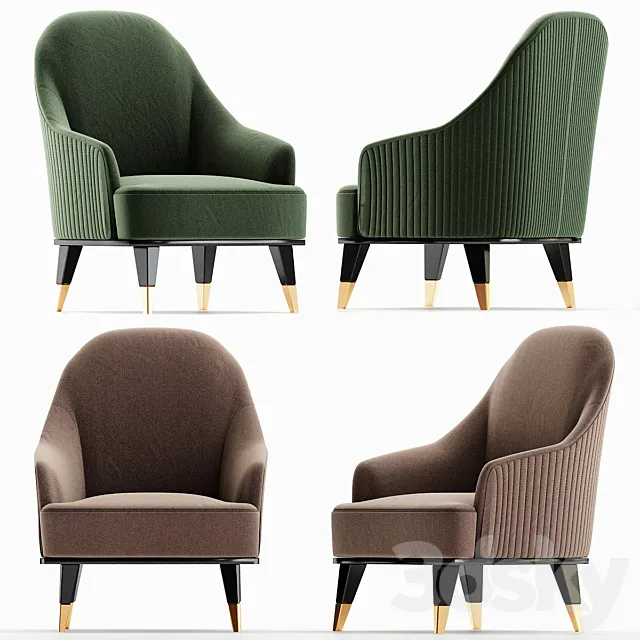 Roche Bobois EDEN-ROCK Velvet easy chair with armrests 3D Model