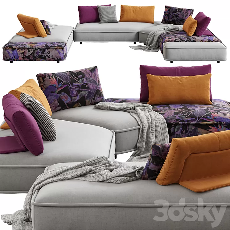 Roche Bobois \/ Escapade Corner Sofa 3D Model Free Download