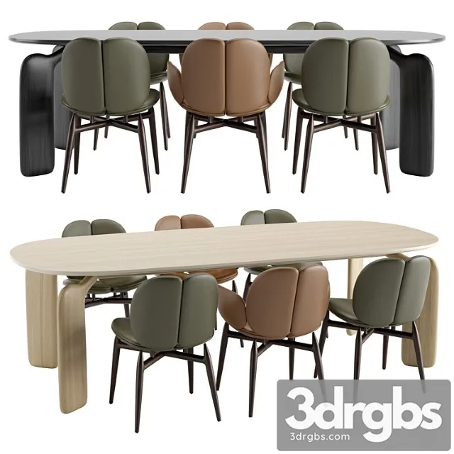 Roche Bobois Pulp Table Chairs Wooden 3D Model Download