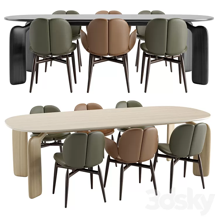 Roche Bobois – PULP table chairs wooden 3D Model