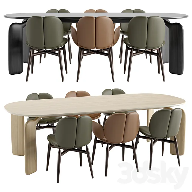 Roche Bobois – PULP table chairs wooden 3DModel Roche Bobois – PULP table chairs wooden 3DModel
