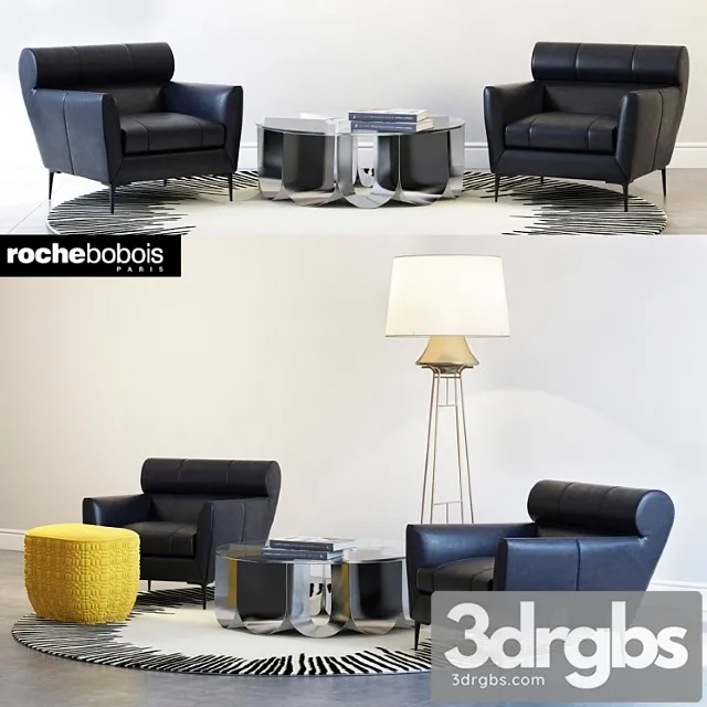 Roche Bobois Virgule Armchair Paris Sunset Trilogie Ottoman 3D Model Download