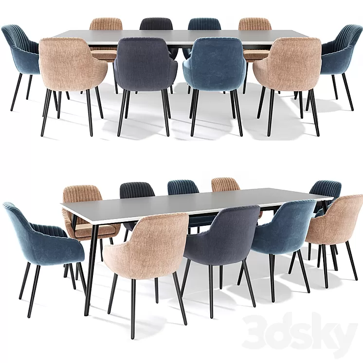 Rochelle Dining Table Chair Set 3D Model