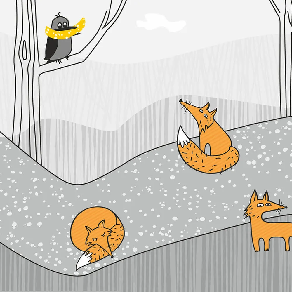 ROCK AND WALL – Wallpaper Crow and foxes 3D Model ROCK AND WALL – Wallpaper Crow and foxes 3D Model