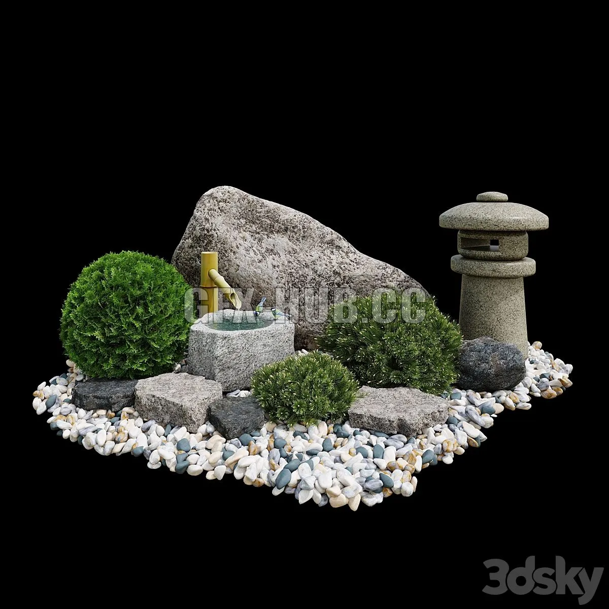 Rock garden. Tsukubai 3D Model Rock garden. Tsukubai 3D Model