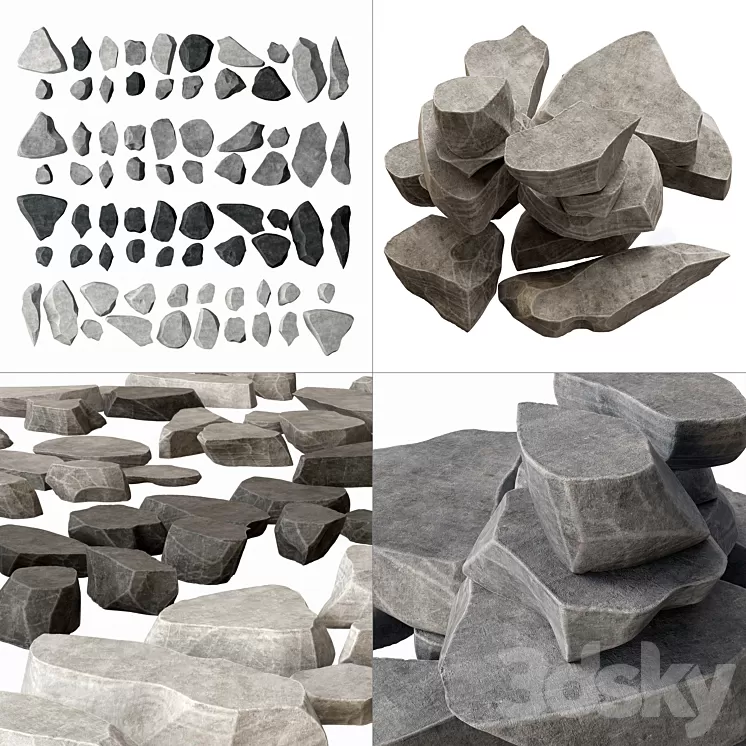 Rock stone plate splinter n1 / Rock stone plate 3D Model