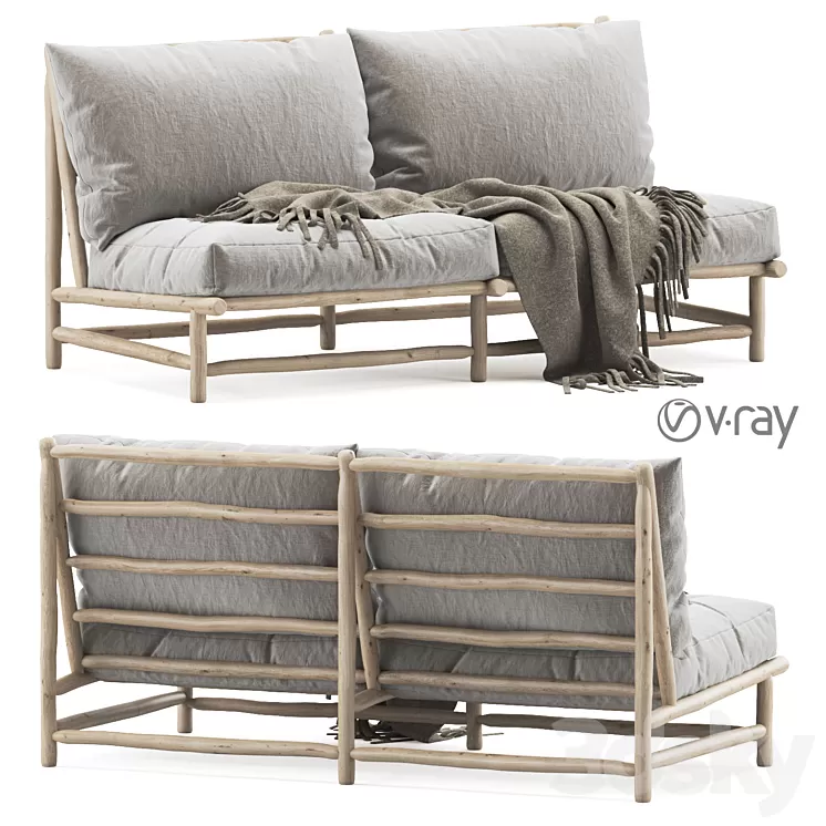 Rock the Kasbah wooden loveseat \/ Double garden sofa 3D Model Free Download