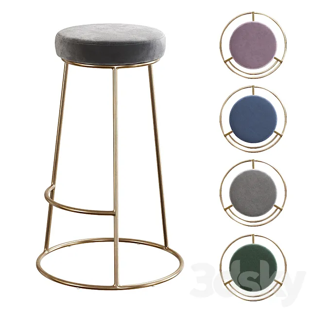 Rockett St George _ Atlantis Velvet Bar Stool 3D Model Rockett St George _ Atlantis Velvet Bar Stool 3D Model