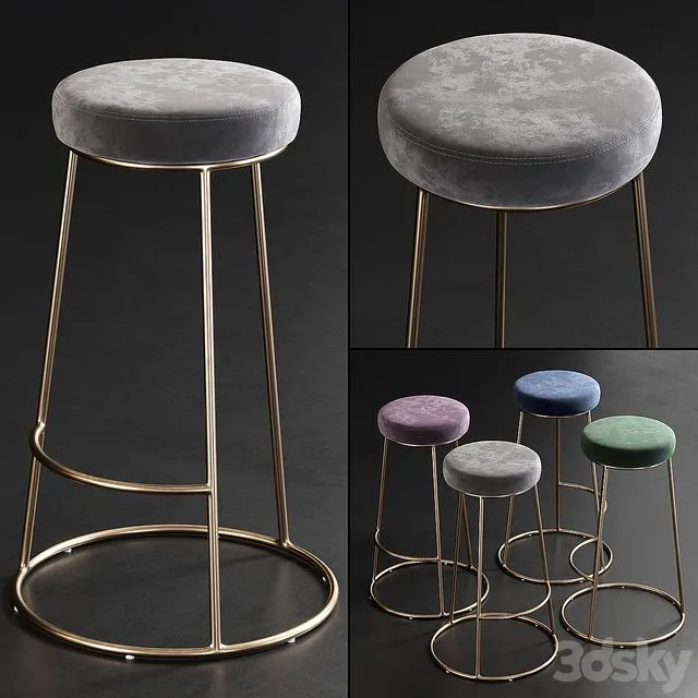 Rockett St George Atlantis Velvet Bar Stool 3D Model Rockett St George Atlantis Velvet Bar Stool 3D Model