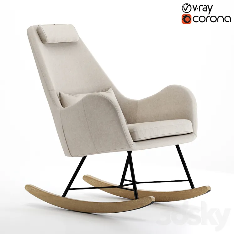 Rocking chair Dante Sherst Beige 3D Model Free Download