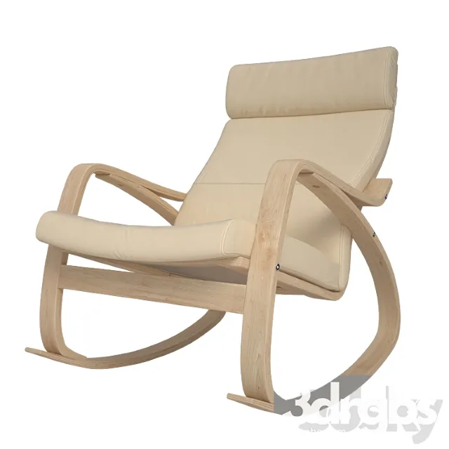 Rocking Chair Poeng Ikea 1 3D Model Download