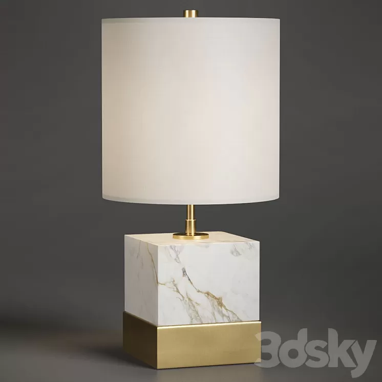 Rockport Marble and Brass Square Accent Table Lamp 3D Model Rockport Marble and Brass Square Accent Table Lamp 3D Model