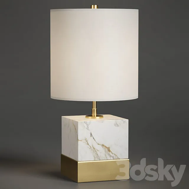 Rockport Marble and Brass Square Accent Table Lamp 3DModel Rockport Marble and Brass Square Accent Table Lamp 3DModel