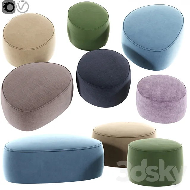 Rocks Poufs 02 3DModel Rocks Poufs 02 3DModel