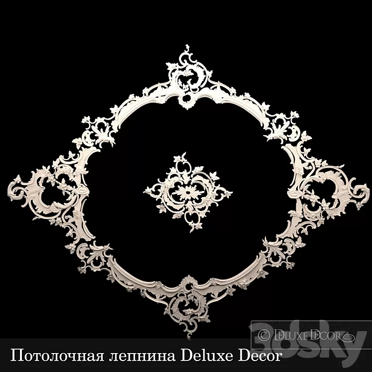 Rococo stucco ceiling Deluxe Decor 3D Model Rococo stucco ceiling Deluxe Decor 3D Model