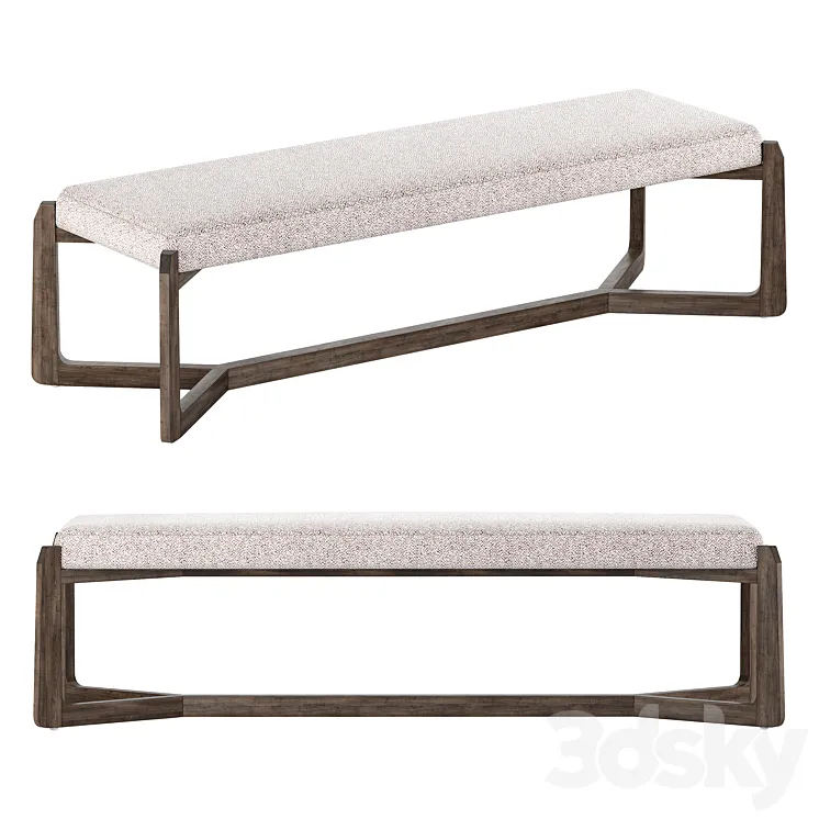Roe Mid Century Modern Gray Performance Upholstered Wood Bench 3D Model Free Download Roe Mid Century Modern Gray Performance Upholstered Wood Bench 3D Model Free Download