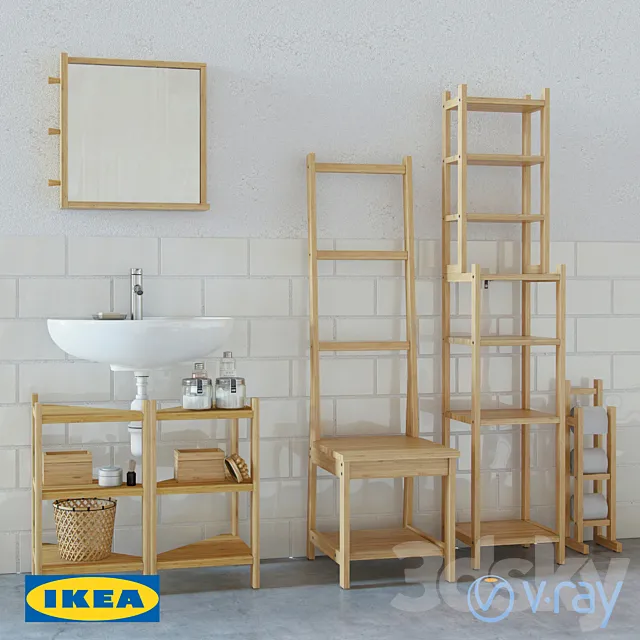 Rogrund Ikea set of bathroom furniture 3D Model Rogrund Ikea set of bathroom furniture 3D Model