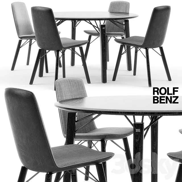 Rolf Benz 616 chair set 01 3DModel