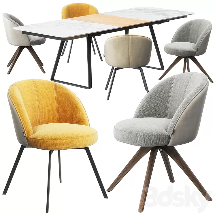 Rolf Benz 629 chair set 3D Model