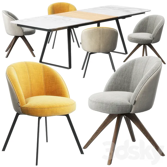 Rolf Benz 629 chair set 3DModel