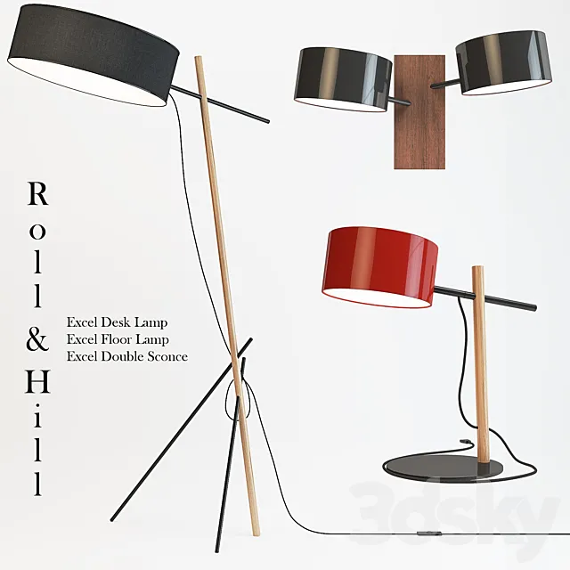 Roll & Hill – Excel Desk. Floor Lamp. Double Sconce 3DModel Roll & Hill – Excel Desk. Floor Lamp. Double Sconce 3DModel