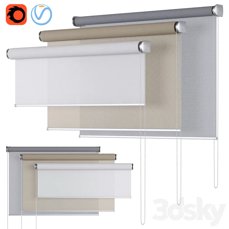 Roller Blind 109 | Sheer Fabric 3D Model