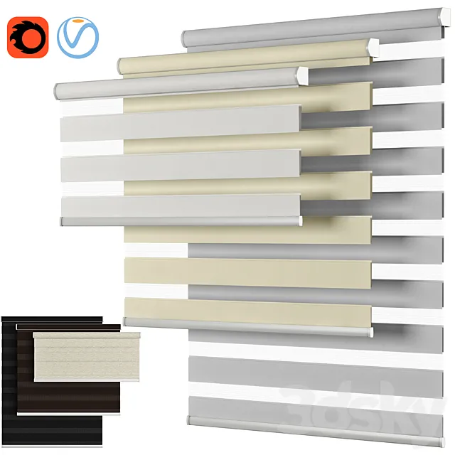 Roller Blind 58 | Select Blinds | Essential Light Filtering Dual Shade | Day and night 3D Model Roller Blind 58 | Select Blinds | Essential Light Filtering Dual Shade | Day and night 3D Model