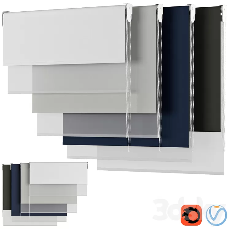 Roller Blind 96 | DOUBLE ROLLER BLIND | Dual Roller Shades 3D Model Free Download