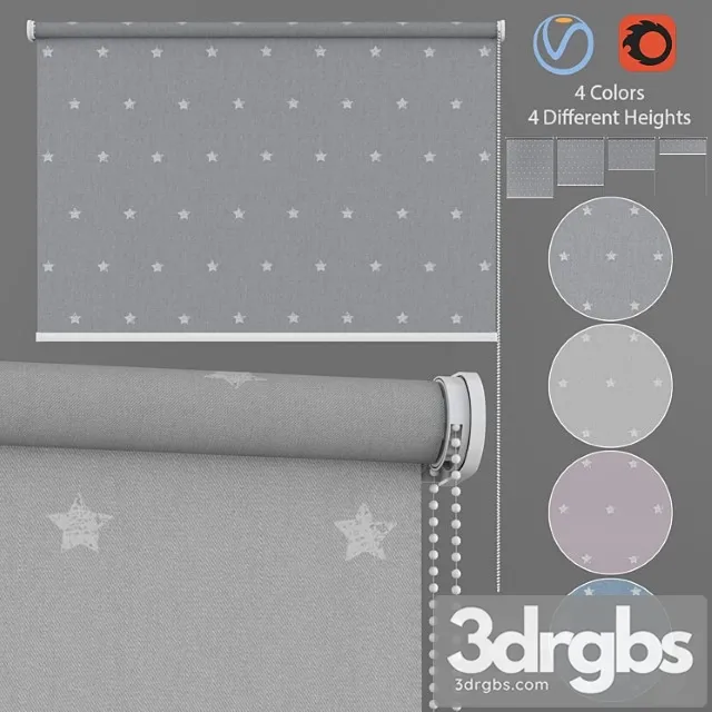 Roller Blind Stars in Four Colors Set 1 3D Model Download