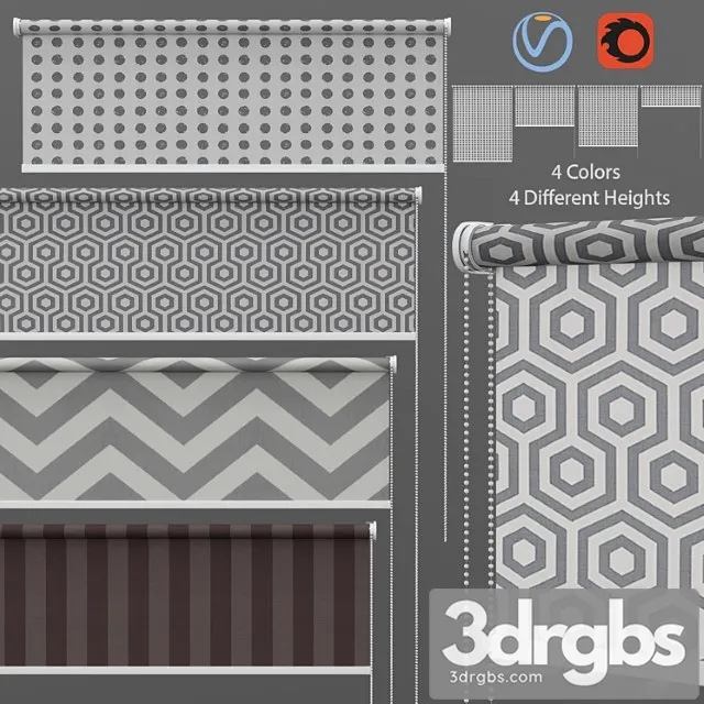 Roller Blind Stars In Four Styles Network 2 3D Model Download
