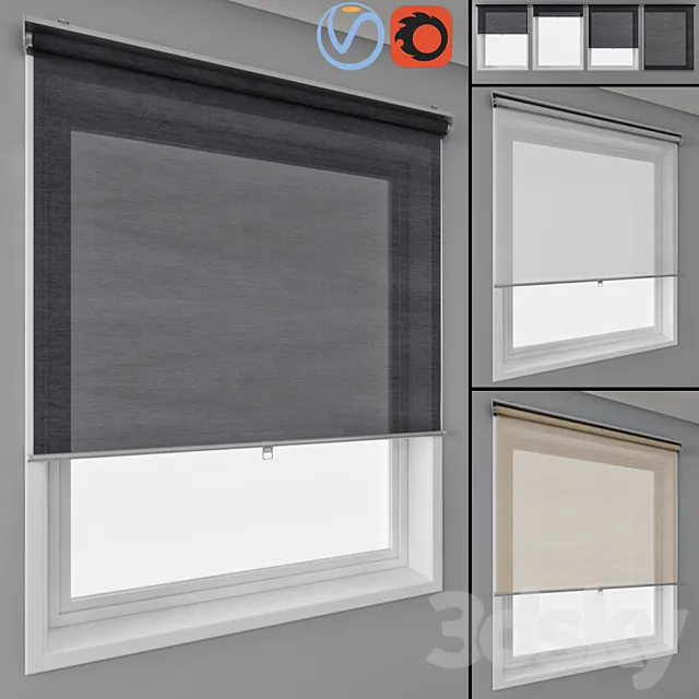 Roller blinds IKEA and window 3D Model Roller blinds IKEA and window 3D Model