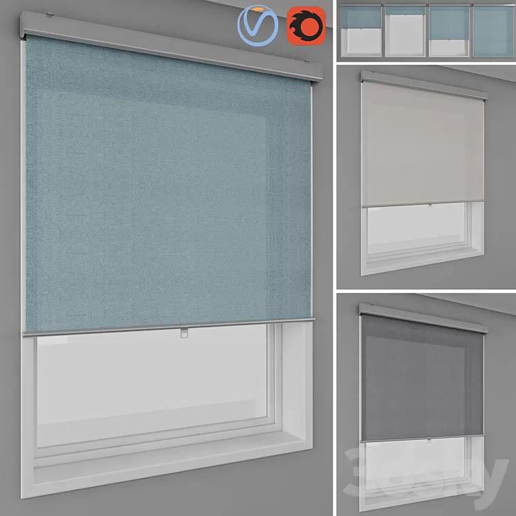 Roller blinds IKEA – TRETUR and window 3D Model