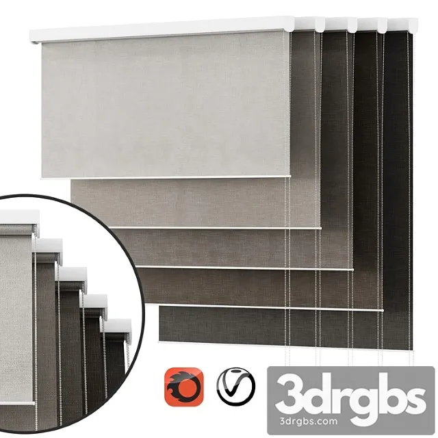 Roller Blinds Set 01 Vray Corona 3D Model Download