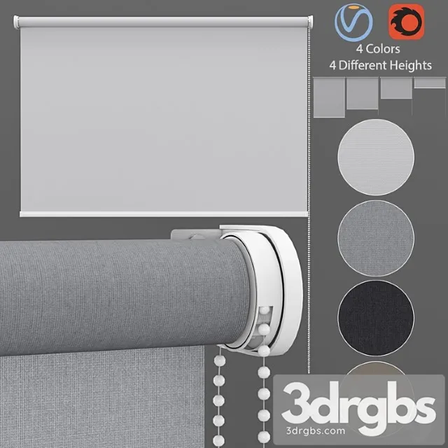 Roller blinds set 3 3D Model Download