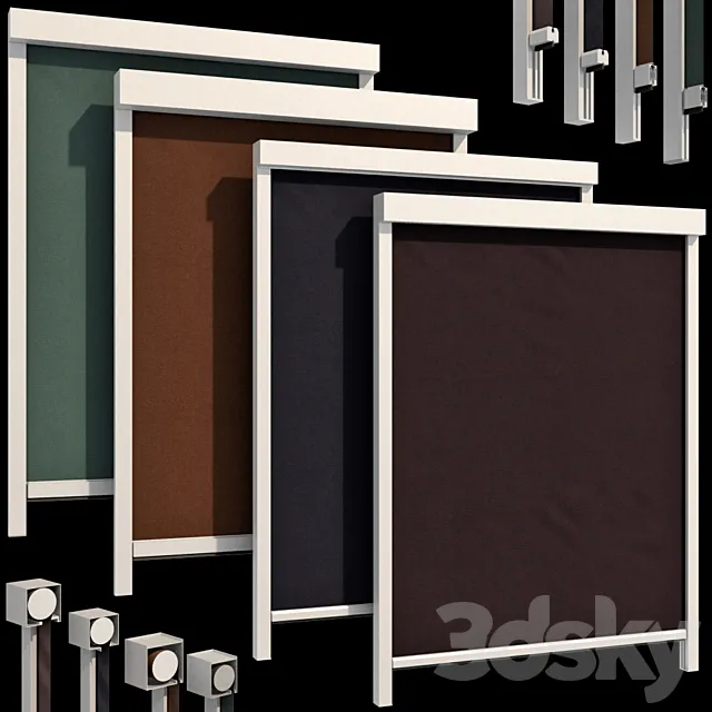 Roller blinds set 3D Model