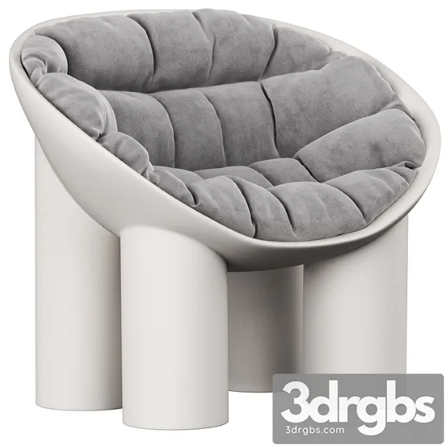 Roly Poly Polyethylene Armchair In Concrete With Cushions By Faye Toogood 1 3D Model Download