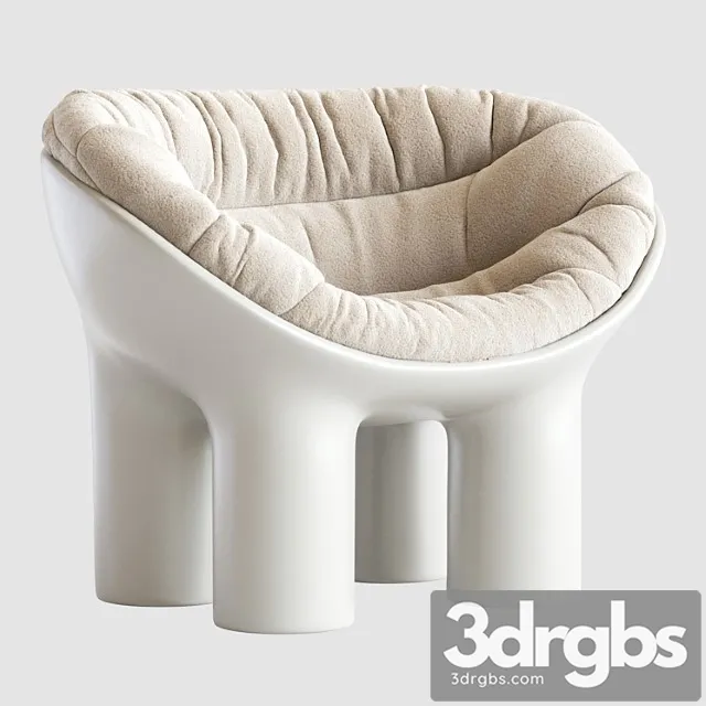 Roly poly polyethylene armchair in concrete with cushions by faye toogood Roly poly polyethylene armchair in concrete with cushions by faye toogood