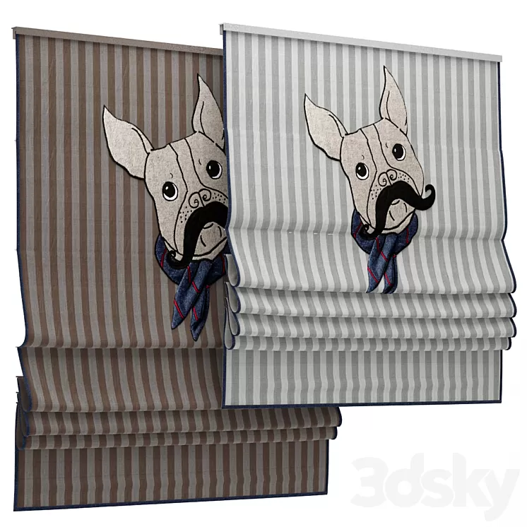 Roman blind 81 for children's room 3D Model Roman blind 81 for children's room 3D Model