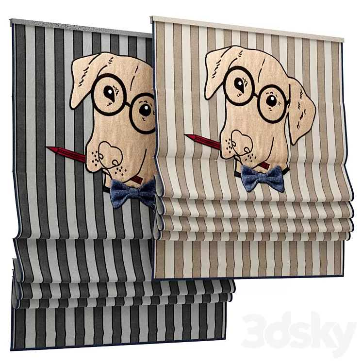 Roman blind 82 for children's room 3D Model Roman blind 82 for children's room 3D Model