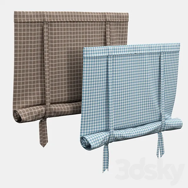 Roman blind with garters 3D Model Roman blind with garters 3D Model