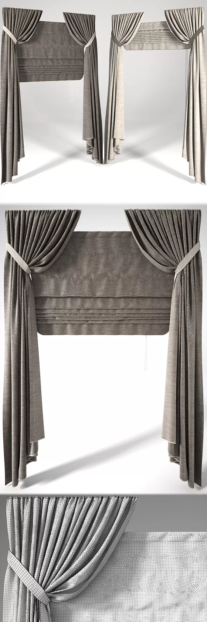 Roman blinds 2 positions 3D Model