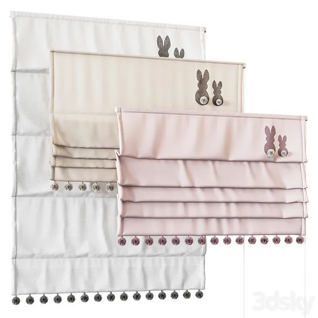 Roman blinds for children’s rooms 3D Model