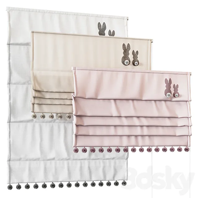 Roman blinds for children’s rooms 3D Model Roman blinds for children’s rooms 3D Model