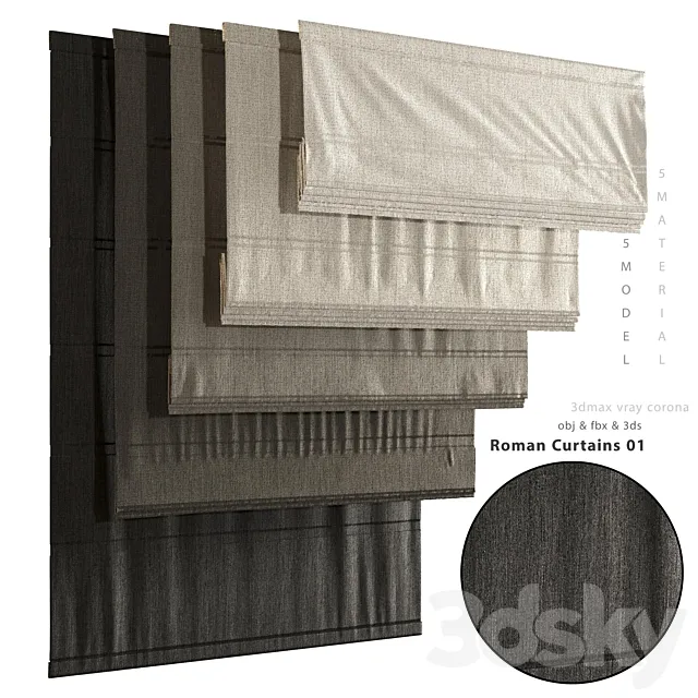 Roman curtain 01 3D Model