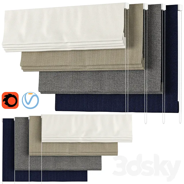 Roman Curtains 106 | F. Schumacher & Co. | PALOMA HERRINGBONE 3D Model