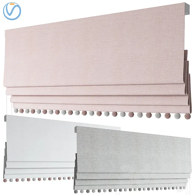 Roman Curtains 121 | Etsy | Blush Roman blind with pompoms 3D Model Roman Curtains 121 | Etsy | Blush Roman blind with pompoms 3D Model