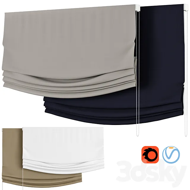 Roman Curtains 139 | Relax Roman Shades | Vitra 3D Model