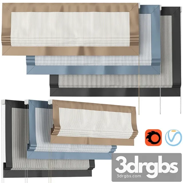 Roman Curtains 185 Larkbury Curtains Stripe And Silk 3D Model Download